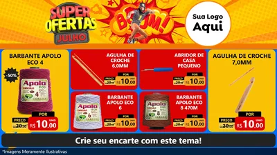 Modelo de TV para TV Horizontal com o tema Super Ofertas Julho para Armarinho e Aviamentos