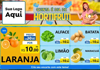 Modelo de Encarte para Encarte A4 Horizontal com o tema Quinta É Dia de Hortifruti para Hortifrúti