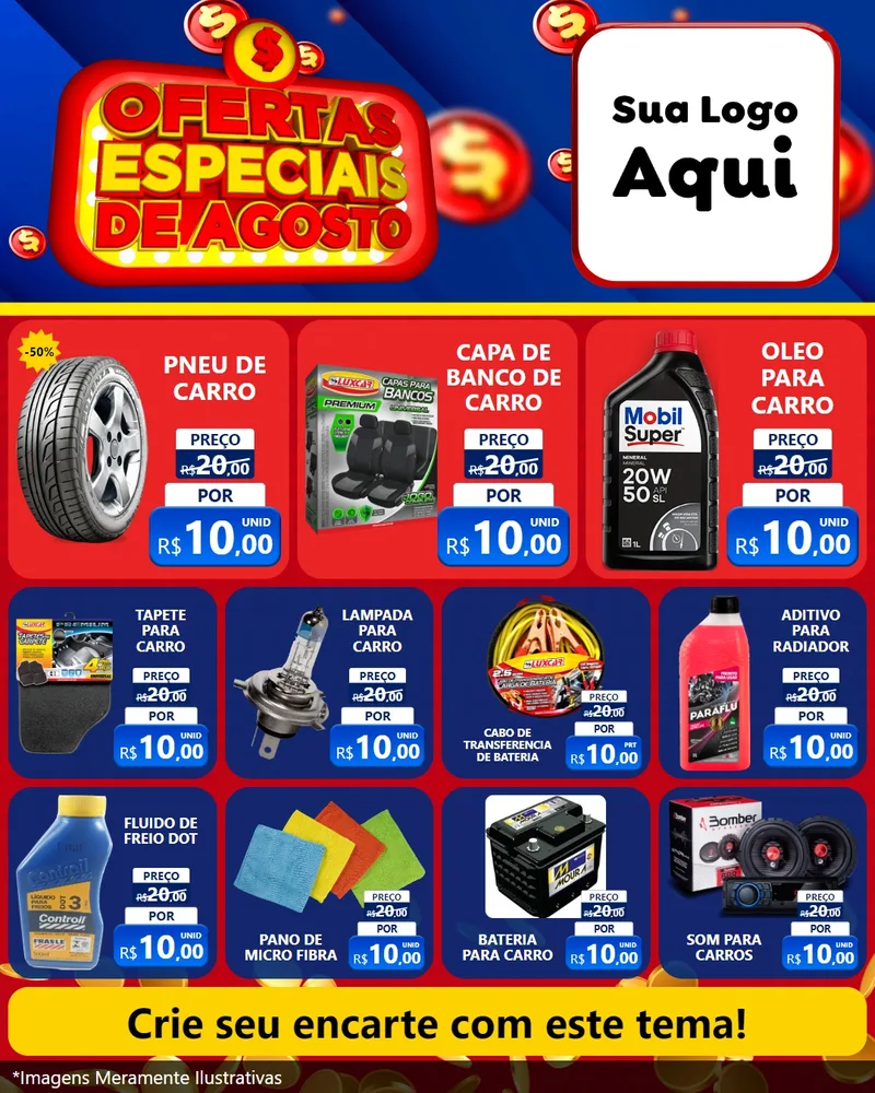 Modelo de Rede Social para Feed Instagram com o tema Ofertas Especiais de Agosto para Auto peças
