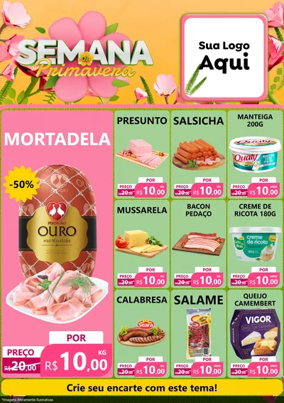 Modelo de Encarte para Encarte A4 Vertical com o tema Semana da Primavera para Frios e Laticínios