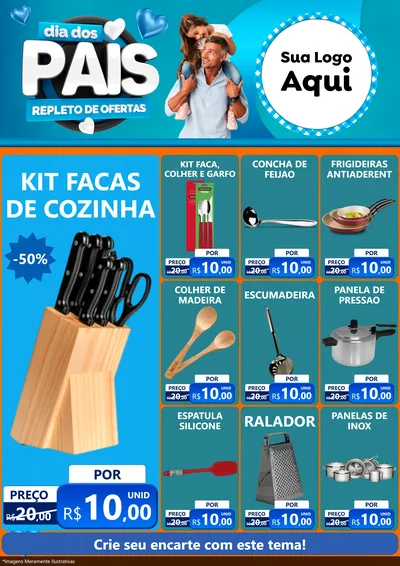 Modelo de Encarte para Encarte A4 Vertical com o tema Dia Dos Pais Repleto de Ofertas para Utilidades Domésticas