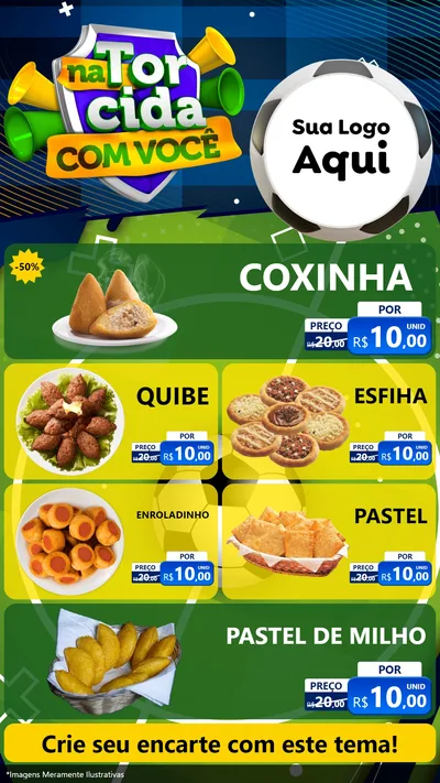 Modelo de TV para TV Vertical com o tema Na Torcida Com Você - Copa para Salgadaria