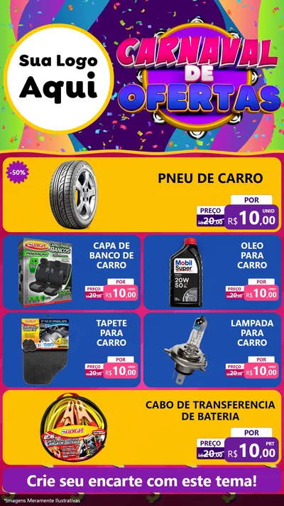 Modelo de TV para TV Vertical com o tema Carnaval de Ofertas para Auto peças