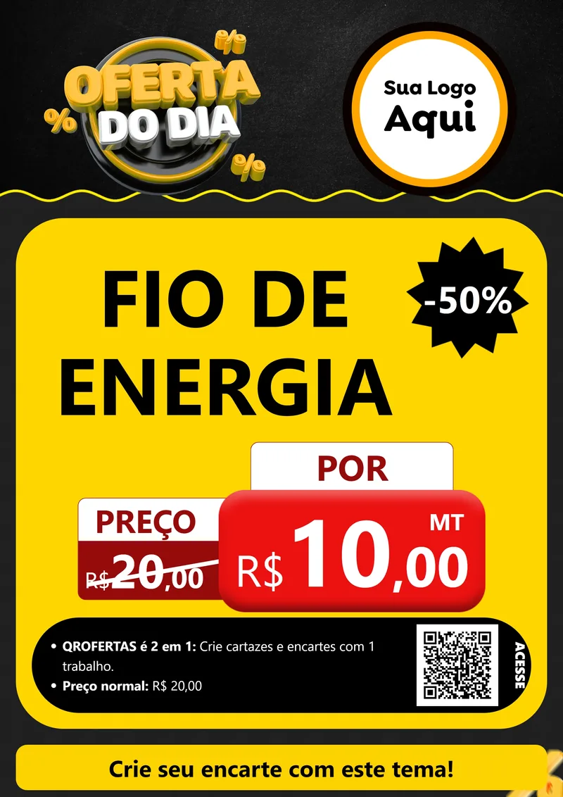 Modelo de Cartaz para Cartaz A4 Vertical com o tema Oferta Do Dia para Materiais Elétricos