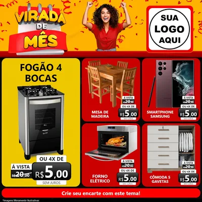 Modelo de Rede Social para Feed Facebook com o tema Virada de Mês para Móveis e Eletro