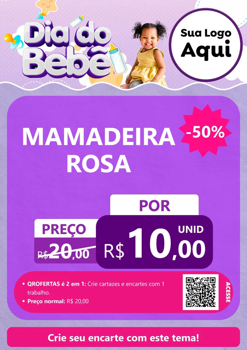 Modelo de Cartaz para Cartaz A4 Vertical com o tema Dia do Bebê para Bebês