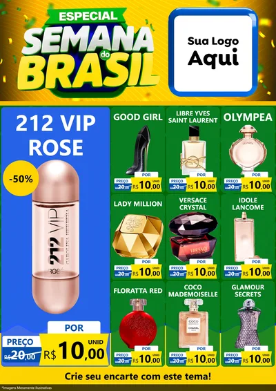 Modelo de Encarte para Encarte A4 Vertical com o tema Especial Semana do Brasil para Perfumes