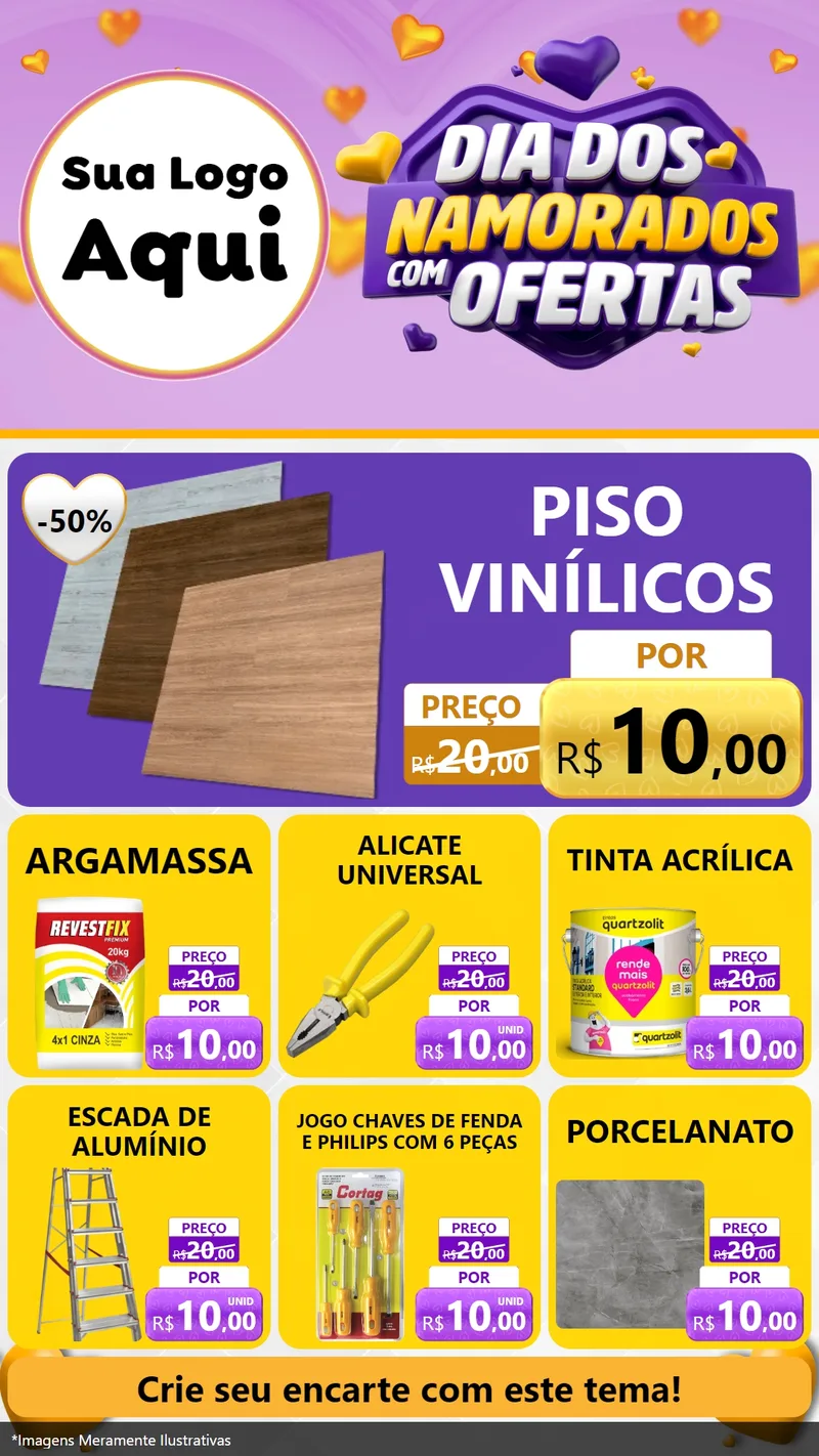 Modelo de Rede Social para Stories com o tema Dia Dos Namorados Com Ofertas para Material para Construção