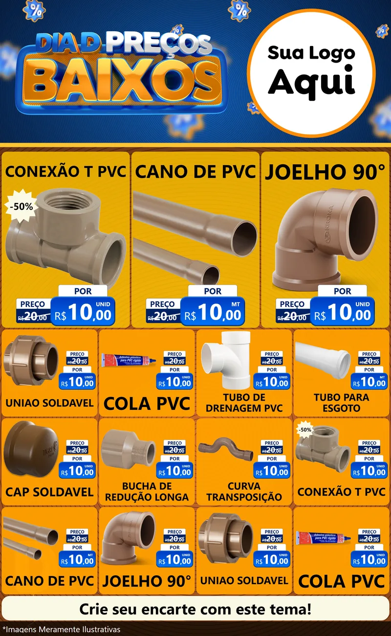 Modelo de Encarte para Encarte Grande com o tema Dia D Preço Baixo para Tubos e conexões