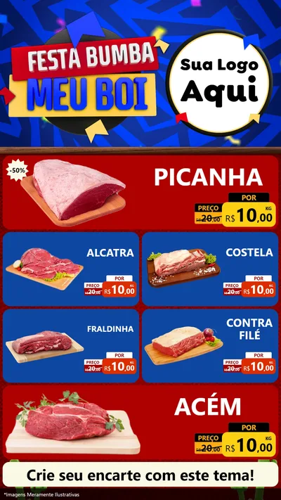 Modelo de TV para TV Vertical com o tema Festa Bumba meu Boi para Açougue