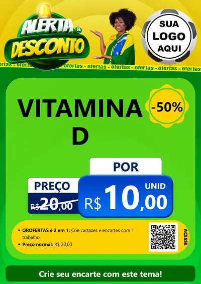 Modelo de Cartaz para Cartaz A4 Vertical com o tema Alerta de Desconto para Farmácia