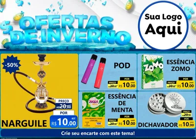 Modelo de Encarte para Encarte A4 Horizontal com o tema Ofertas de Inverno para Tabacaria