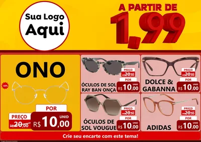 Modelo de Encarte para Encarte A4 Horizontal com o tema A Partir de Um e Noventa e Nove - 1,99 para Óticas