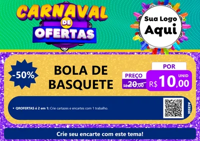 Modelo de Cartaz para Cartaz A4 Horizontal com o tema Carnaval de Ofertas para Artigos Esportivos