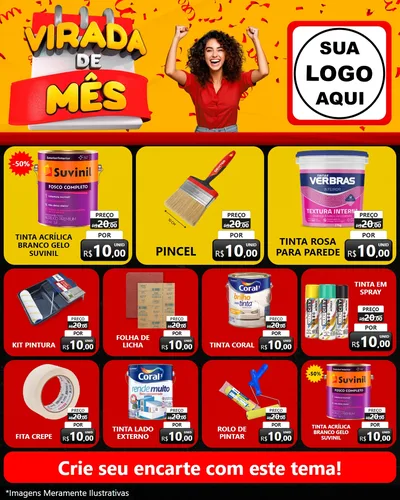 Modelo de Rede Social para Feed Instagram com o tema Virada de Mês para Tintas e Ferramentas