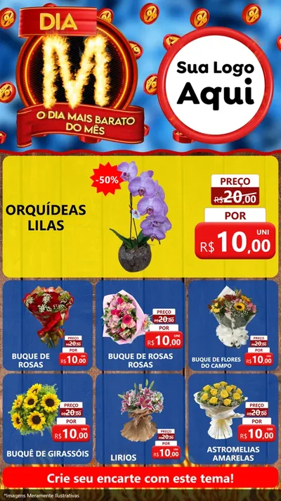 Modelo de Rede Social para Stories com o tema Dia M - O Dia Mais Barato Do Mês para Floricultura e jardim