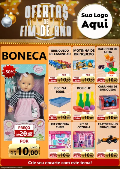 Modelo de Encarte para Encarte A4 Vertical com o tema Ofertas de Fim de Ano para Brinquedos