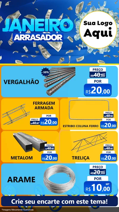 Modelo de TV para TV Vertical com o tema Janeiro Arrasador para Ferragens