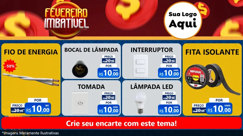 Modelo de TV para TV Horizontal com o tema Fevereiro Imbatível para Materiais Elétricos