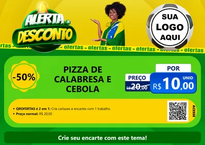 Modelo de Cartaz para Cartaz A4 Horizontal com o tema Alerta de Desconto para Pizzaria