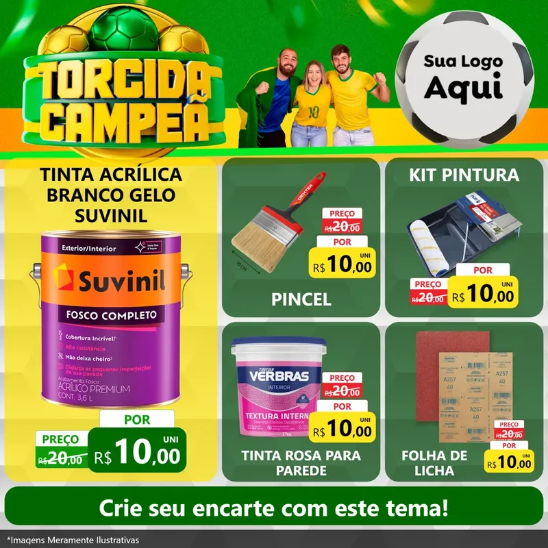 Modelo de Rede Social para Feed Facebook com o tema Torcida Campeã - Copa para Tintas e Ferramentas