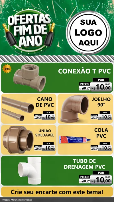 Modelo de TV para TV Vertical com o tema Ofertas Fim de Ano para Tubos e conexões