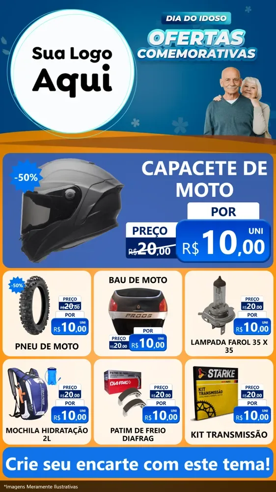 Modelo de Rede Social para Stories com o tema Dia do Idoso para Moto peças