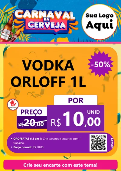 Modelo de Cartaz para Cartaz A4 Vertical com o tema Carnaval da Cerveja para Distribuidora de bebidas