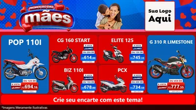 Modelo de TV para TV Horizontal com o tema Promoção das Mães para Concessionaria de Motos