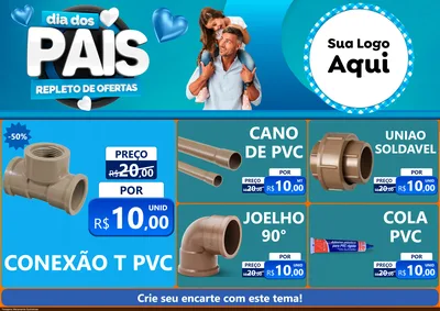 Modelo de Encarte para Encarte A4 Horizontal com o tema Dia Dos Pais Repleto de Ofertas para Tubos e conexões