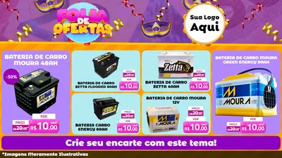 Modelo de TV para TV Horizontal com o tema Folia de Ofertas para Baterias Elétricas