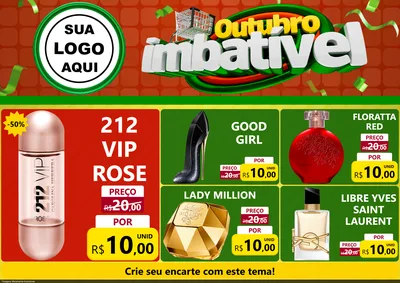Modelo de Encarte para Encarte A4 Horizontal com o tema Outubro Imbatível para Perfumes