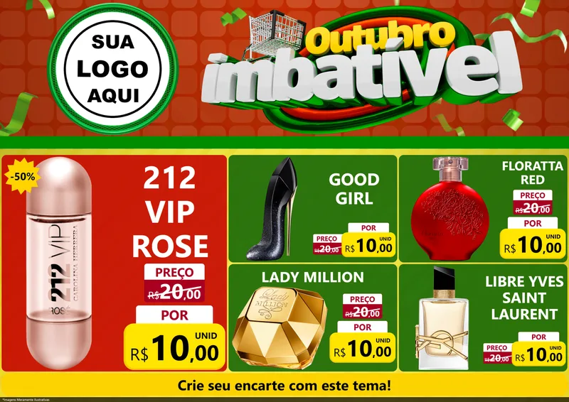 Modelo de Encarte para Encarte A4 Horizontal com o tema Outubro Imbatível para Perfumes