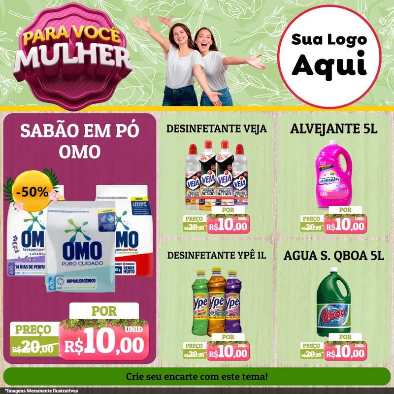 Modelo de Rede Social para Feed Facebook com o tema Para Você Mulher para Produtos de Limpeza