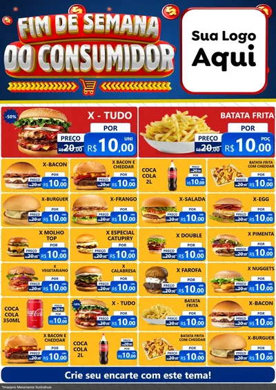 Modelo de Encarte para Encarte A4 Vertical com o tema Fim de Semana do Consumidor para Hamburgueria