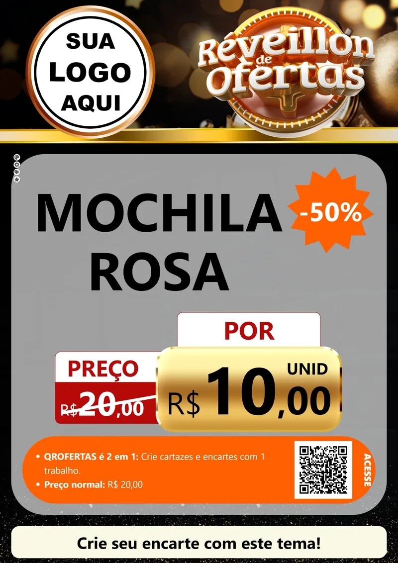Modelo de Cartaz para Cartaz A4 Vertical com o tema Réveillon de Ofertas para Papelaria