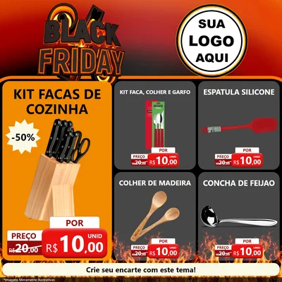 Modelo de Rede Social para Feed Facebook com o tema Black Friday para Utilidades Domésticas