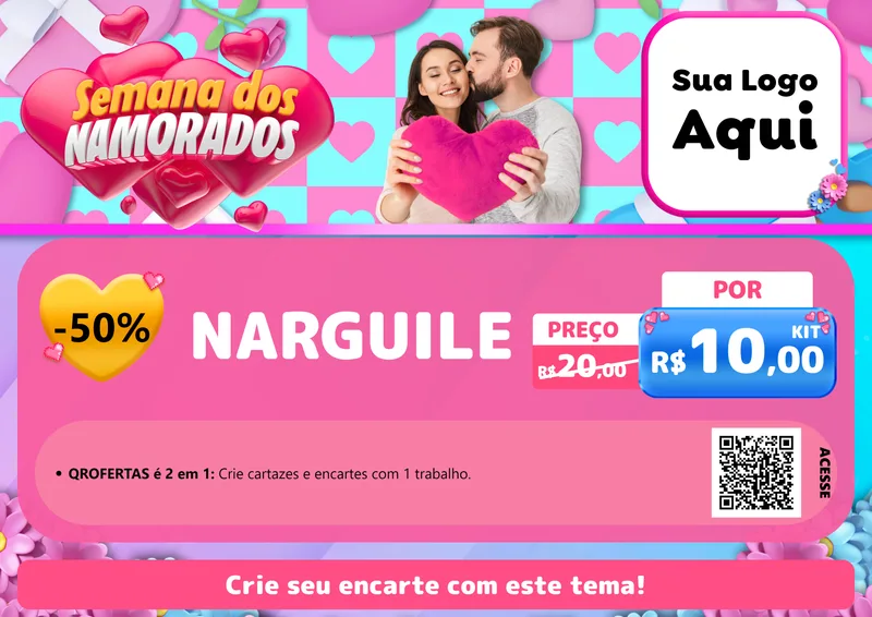 Modelo de Cartaz para Cartaz A4 Horizontal com o tema Semana dos Namorados para Tabacaria