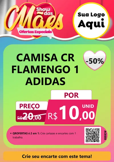 Modelo de Cartaz para Cartaz A4 Vertical com o tema Show das Mães - Ofertas Especiais para Roupas e acessórios
