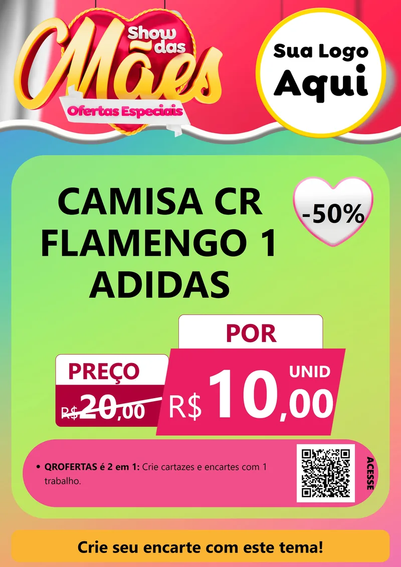 Modelo de Cartaz para Cartaz A4 Vertical com o tema Show das Mães - Ofertas Especiais para Roupas e acessórios