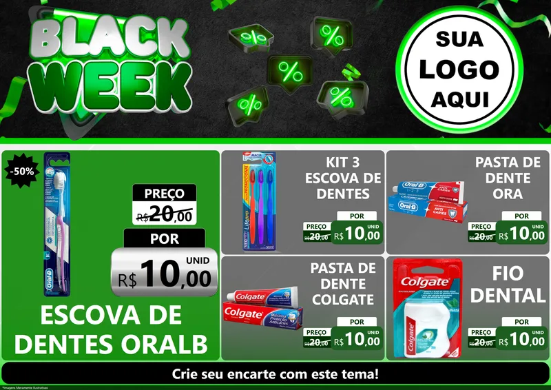 Modelo de Encarte para Encarte A4 Horizontal com o tema Black Week para Higiene Pessoal