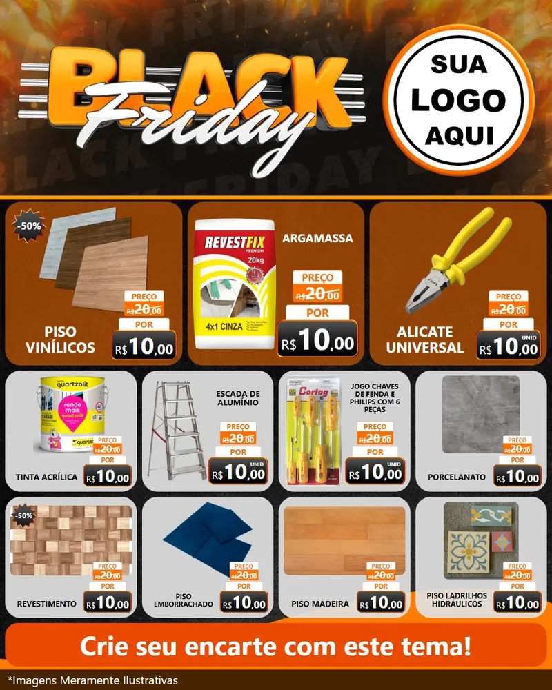 Modelo de Rede Social para Feed Instagram com o tema Black Friday para Material para Construção