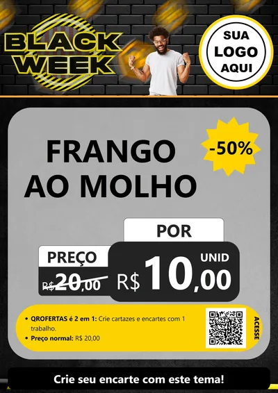 Modelo de Cartaz para Cartaz A4 Vertical com o tema Black Week para Restaurante
