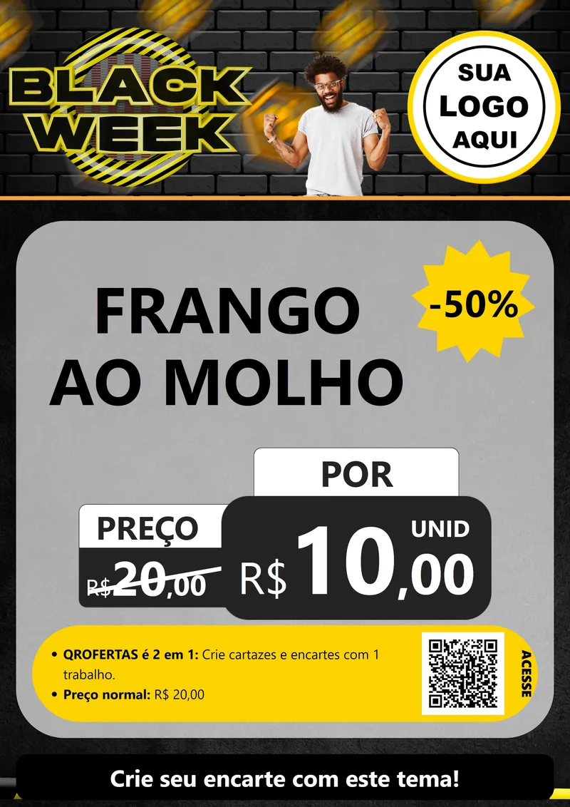 Modelo de Cartaz para Cartaz A4 Vertical com o tema Black Week para Restaurante
