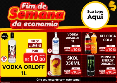 Modelo de Encarte para Encarte A4 Horizontal com o tema Fim de Semana da Economia para Distribuidora de bebidas