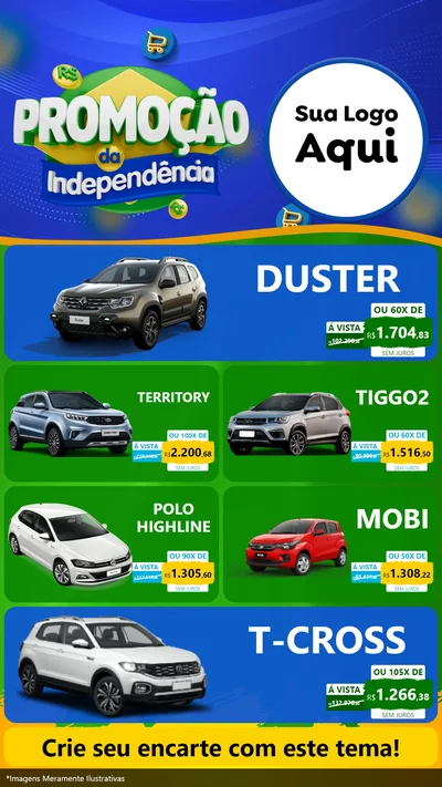 Modelo de TV para TV Vertical com o tema Promoção da Independência para Concessionaria de Carros