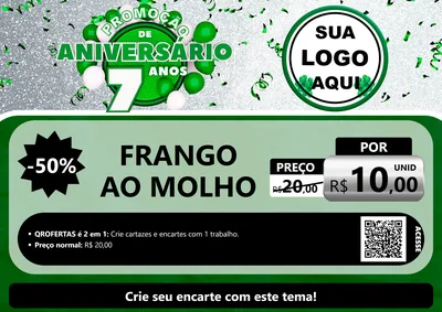 Modelo de Cartaz para Cartaz A4 Horizontal com o tema Promoção de Aniversário - 7 Anos para Restaurante
