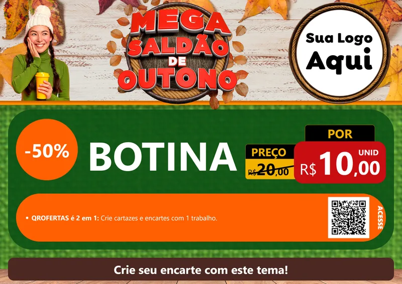 Modelo de Cartaz para Cartaz A4 Horizontal com o tema Mega Saldão de Outono para Agropecuária