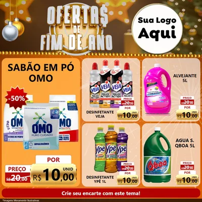 Modelo de Rede Social para Feed Facebook com o tema Ofertas de Fim de Ano para Produtos de Limpeza
