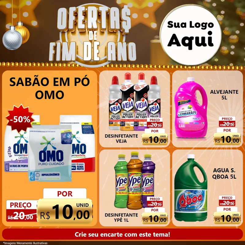 Modelo de Rede Social para Feed Facebook com o tema Ofertas de Fim de Ano para Produtos de Limpeza
